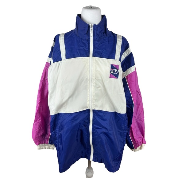 Vintage 90s Women’s FILA Windbreaker Colorblock Full Zip Jacket Size M